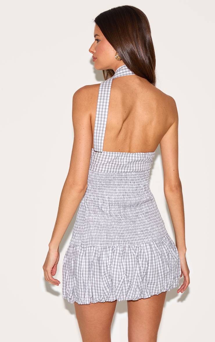 Gris Robe Mini Bouffante Froncée