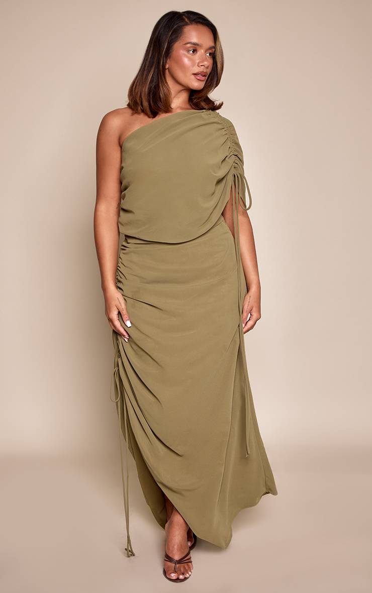 Vert Robe Moulante À Détail Drapé Asymétrique