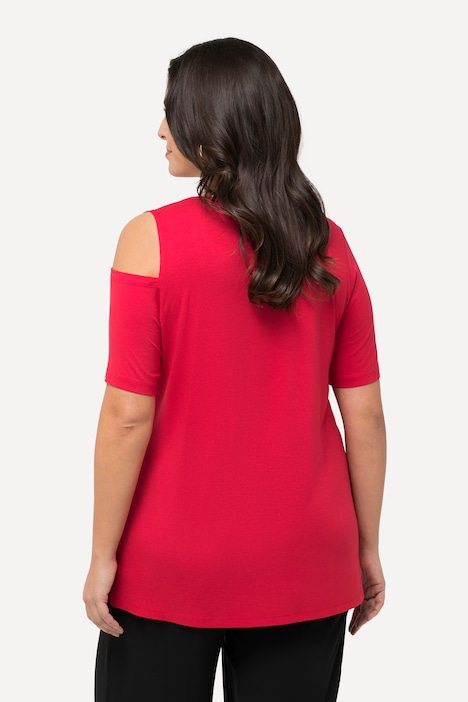 T-Shirt, Ziersteine, A-Linie, Cut-Outs, Halbarm