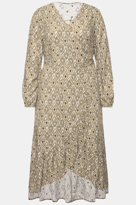 Maxikleid, A-Line, Allover-Print, Wrap-Effekt