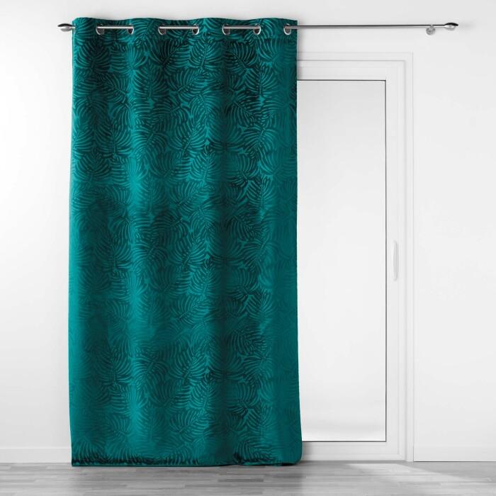 RIDEAU OEILLETS 140X240CM OCCULTANT RELIEF ANALIA PETROLE