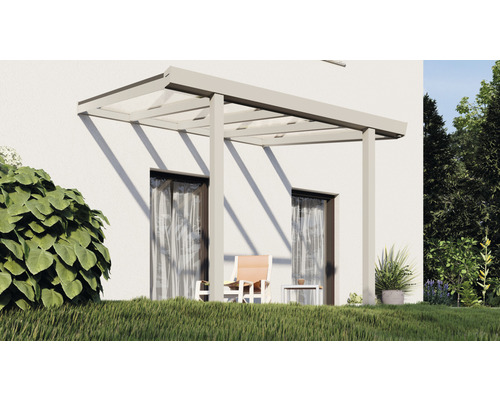 Easy Edition terrasoverkapping met 8 mm gelaagd veiligheidsglas, 300 x 250 cm, wit