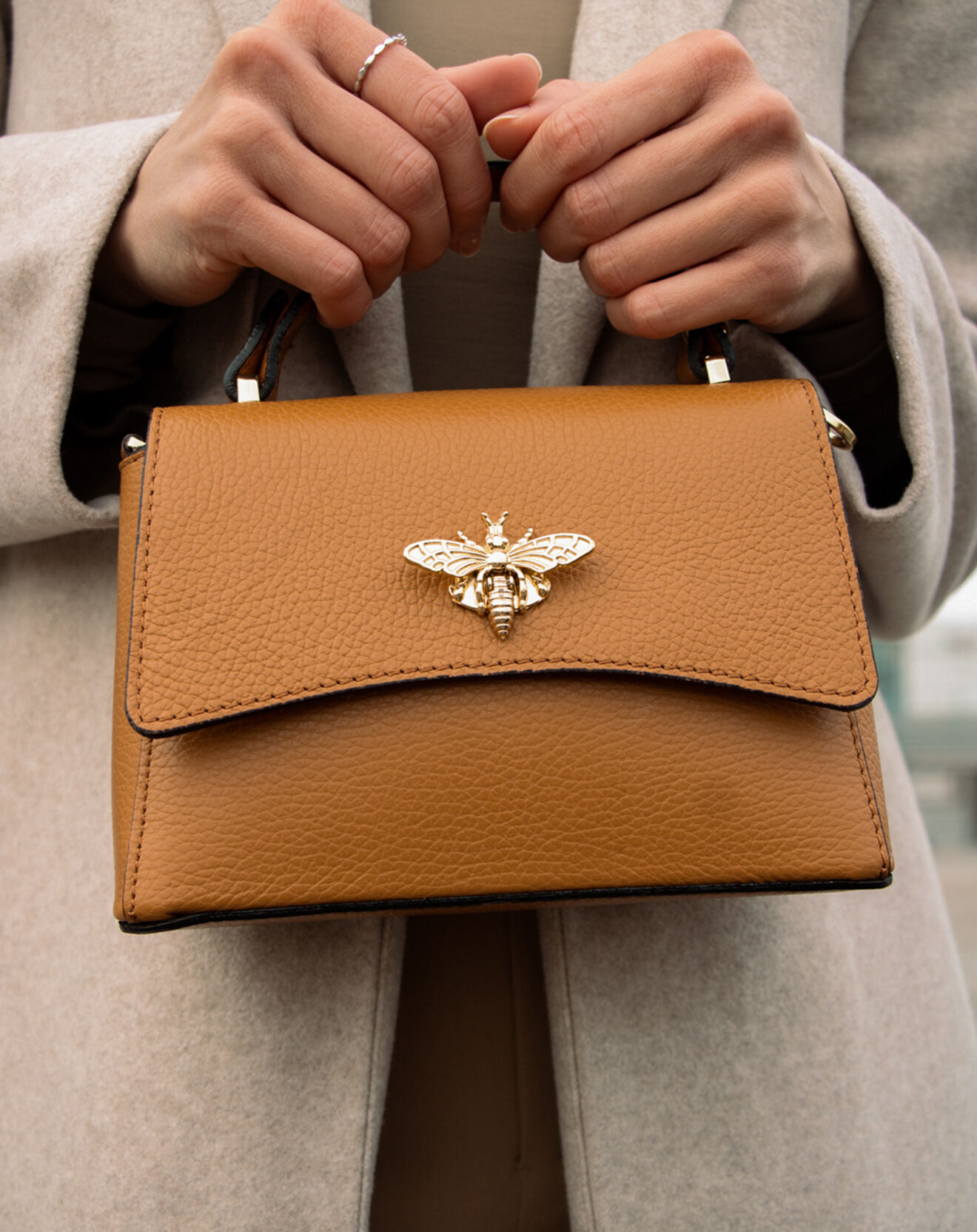Christian Laurier Sac à main en Cuir Mathilde camel  - 19.5x13.5x7.5 cm