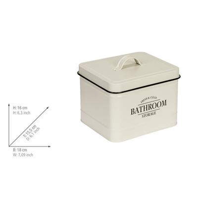 Boîte métal salle de bain avec couvercle