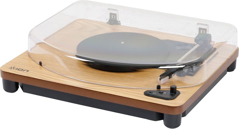 ION Audio Air LP - Vinyl platenspeler/Bluetooth draaitafel met USB-uitgang voor conversie en drie afspeelsnelheden - natuurlijke houtafwerking