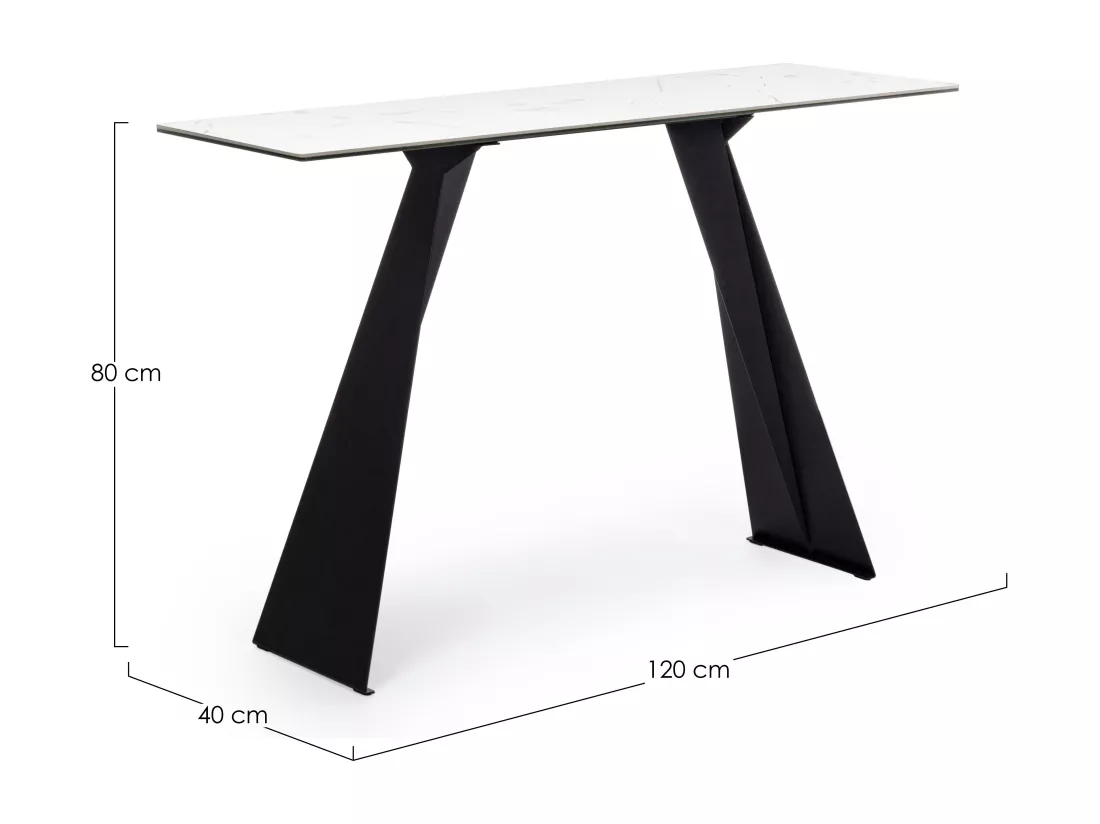 Console en céramique et pieds en acier bicolore Baba 120cm