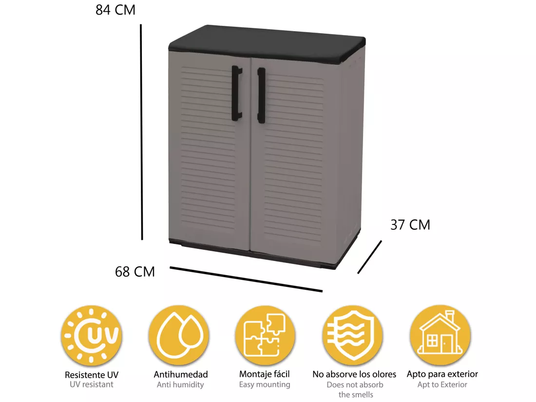 EASY Armoire avec étagère réglable gris foncé, 84 x 68 x 37 cm