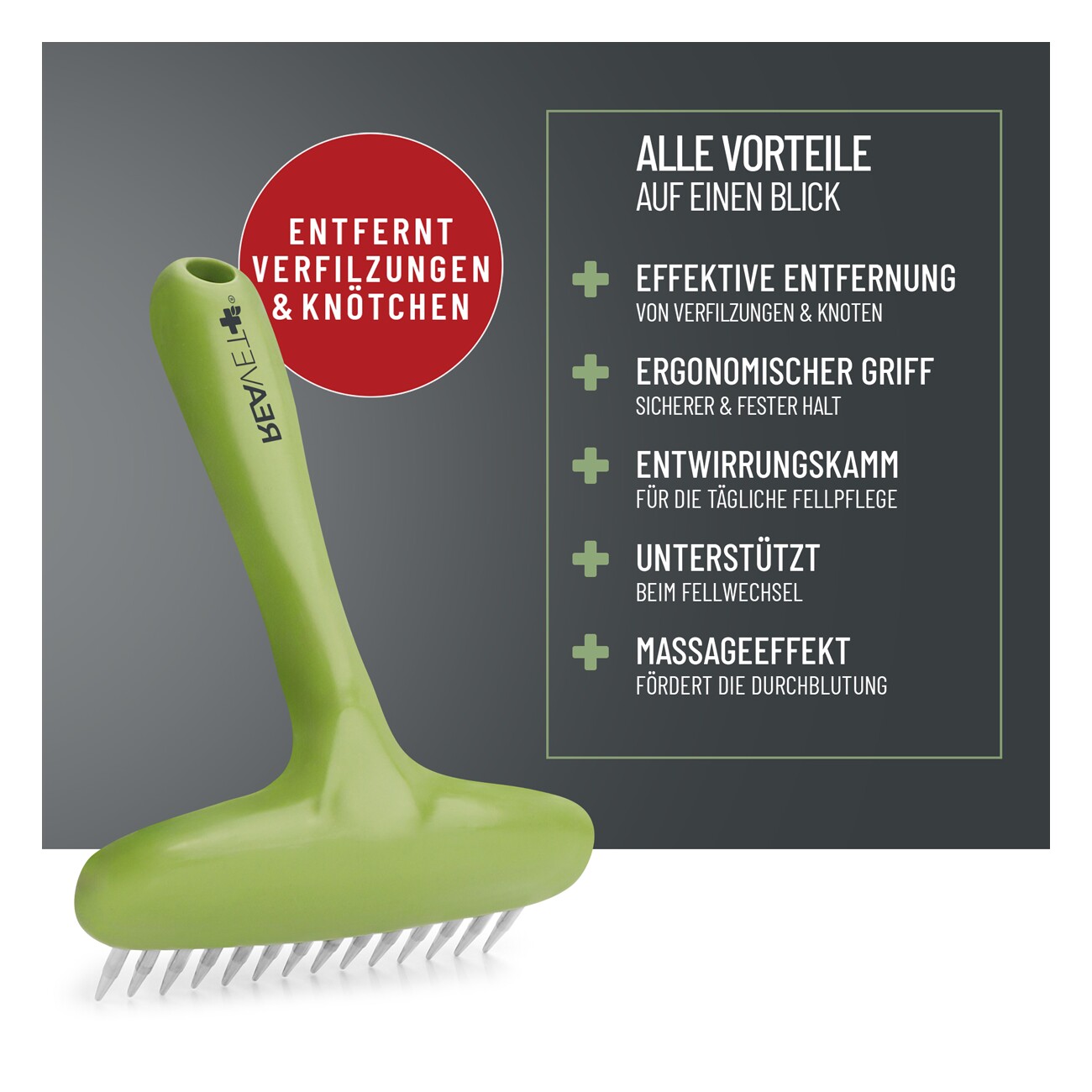 REAVET Fellstriegel für Langhaar