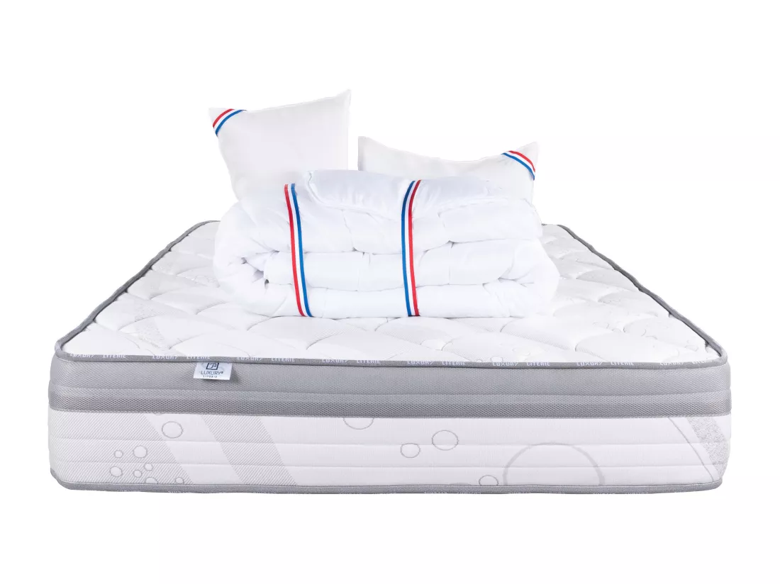 Matelas 180x200 cm, ViscoPlus, 26 cm, mémoire de forme, ferme + 2 oreillers + couette