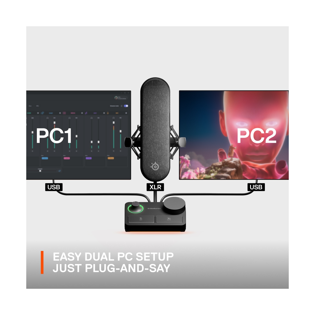SteelSeries Alias mikrofon med XLR stream mikser