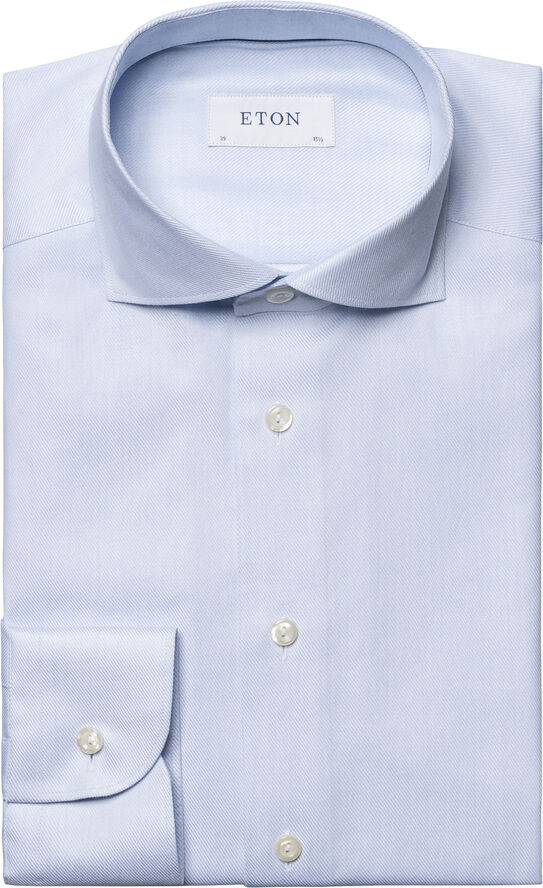 ETON Slim Fit Light Blue Melange Semi Solid Fine Twill Shirt Lyseblå