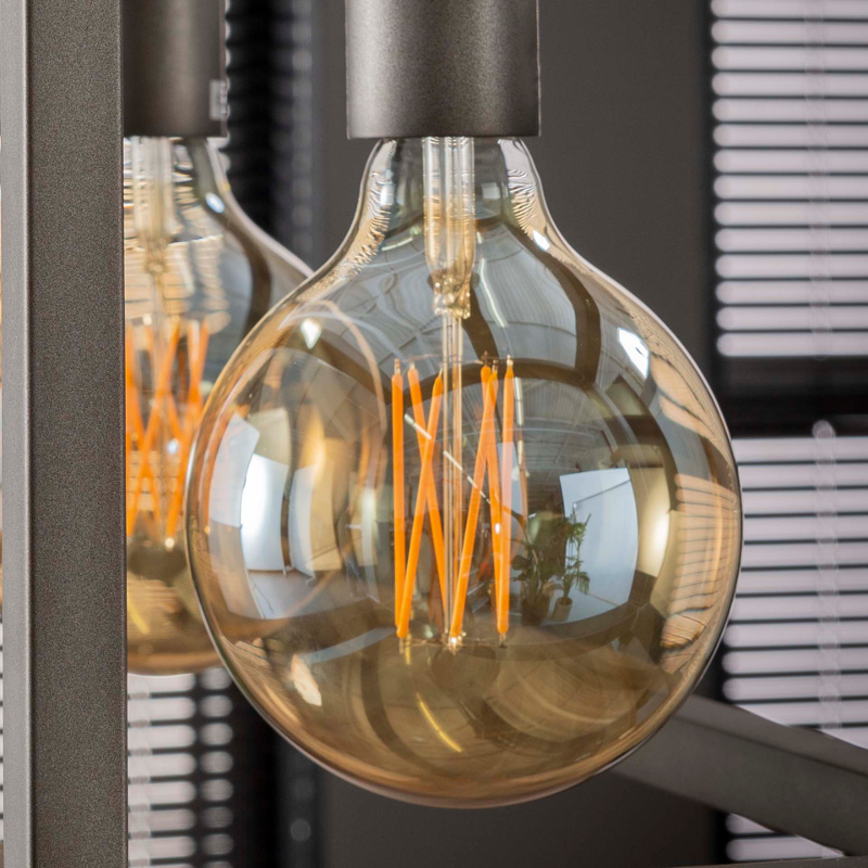 Lamp D - LED lichtbron filament Bol Ø12,5 Smokey Grey