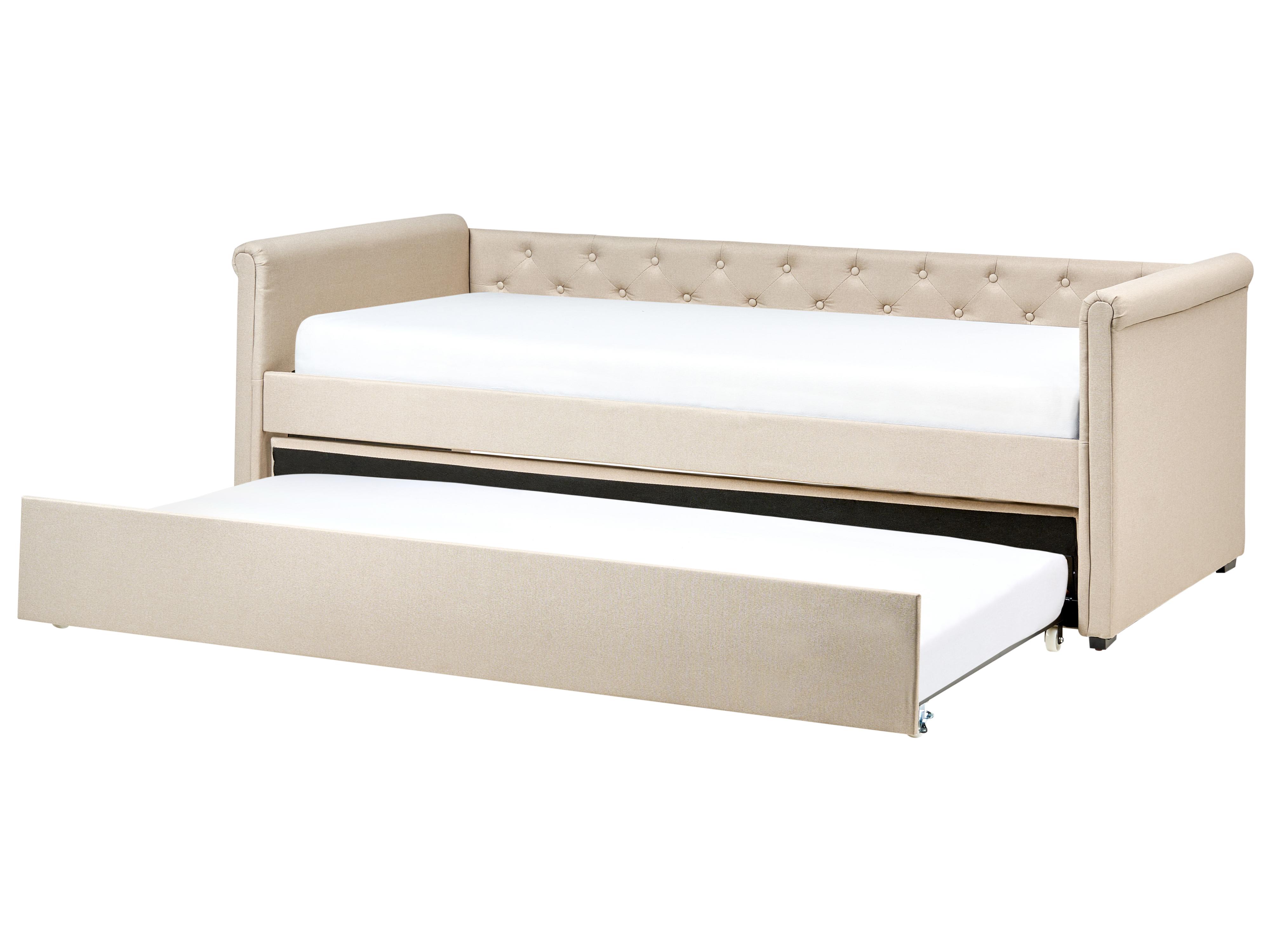 Onderschuifbed Stof LIBOURNE 90 x 200 cm Beige
