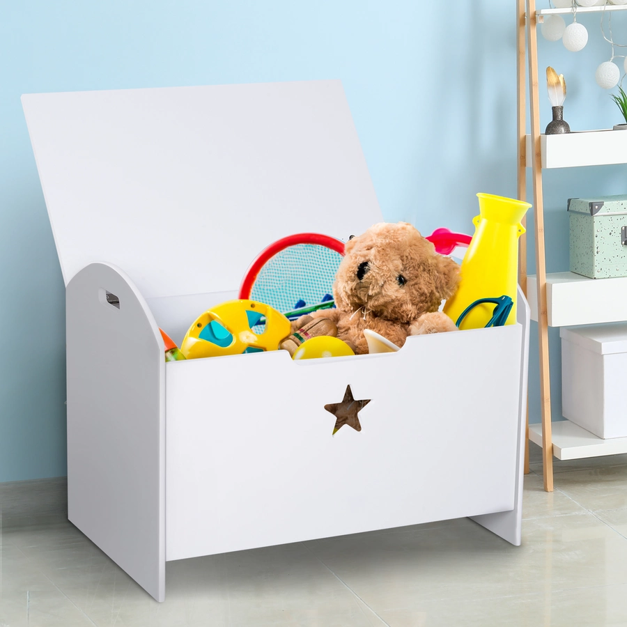 HOMCOM Kinder Spielzeugtruhe weiß
