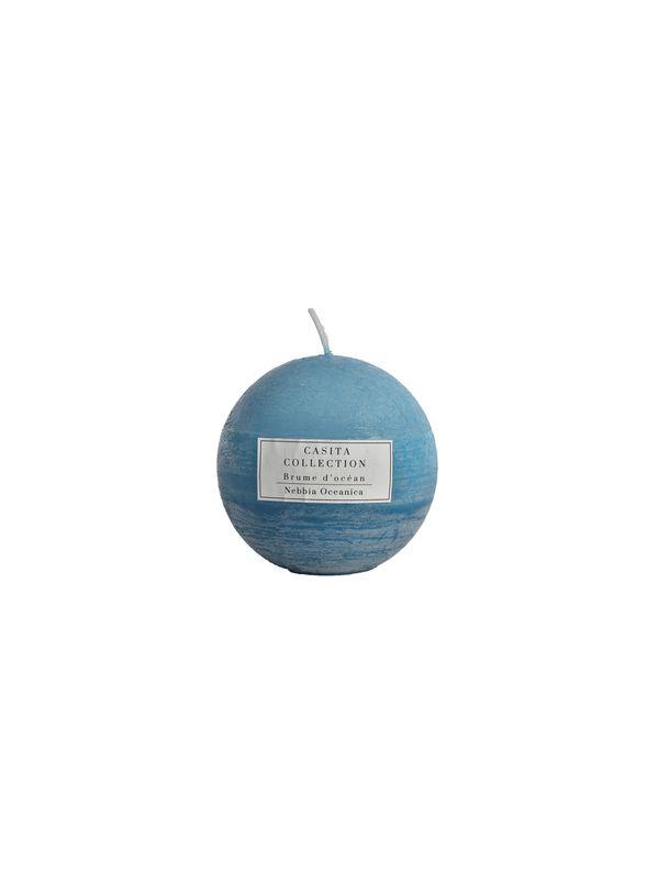 BOUGIE BOULE BICOLORE GIVREE D.8CM BLEU