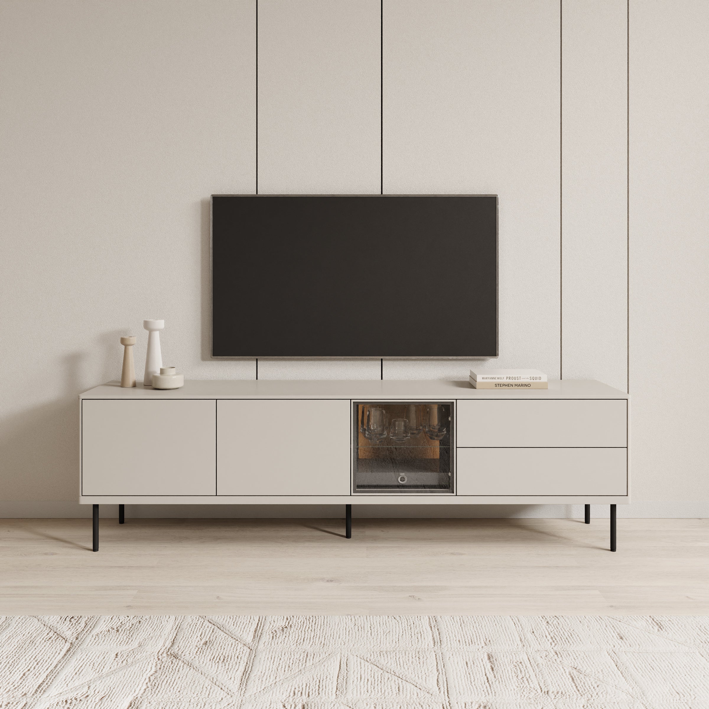 Meubella - Estrella - TV-Meubel - Beige - 194x41x56 cm