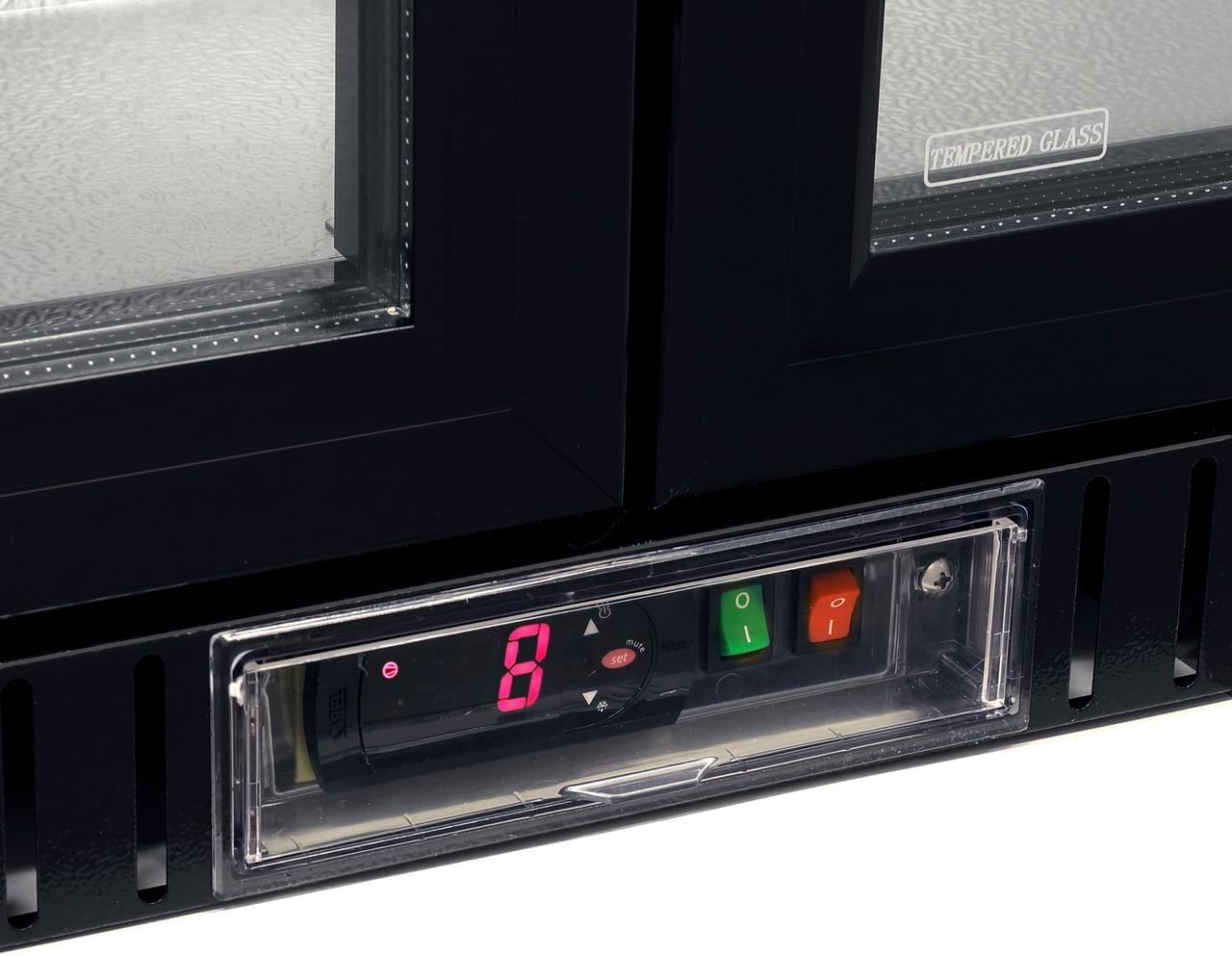 METRO Professional Getränkekühler GBC1002, Getränkekühlschrank mit 2 Glastüren, Flaschenkühlschrank mit 6 Einlegeböden, Energieklasse D, 160W, Temperaturbereich: 0 bis +10°C, 200 L, Schwarz