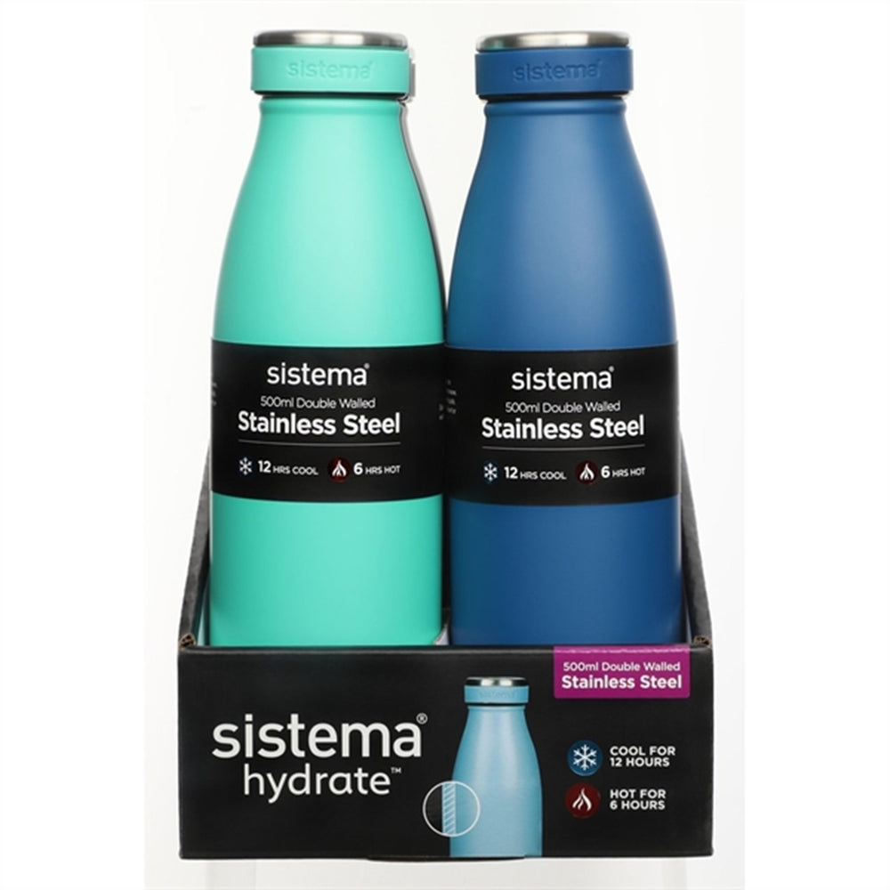 Køb Sistema Stainless Steel Drikkedunk 500 ml Ocean Blue