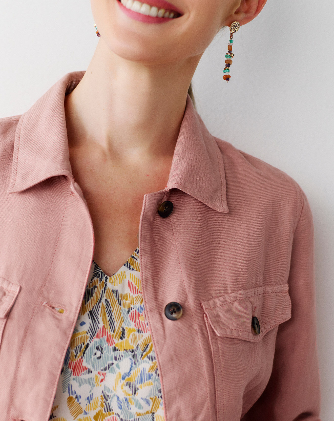 Caroll Veste saharienne en Lin & Coton Grace pêche