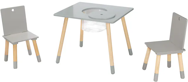 roba® Kindersitzgruppe »Sitzgruppe mit Aufbewahrungsnetz, grau« aus Holz