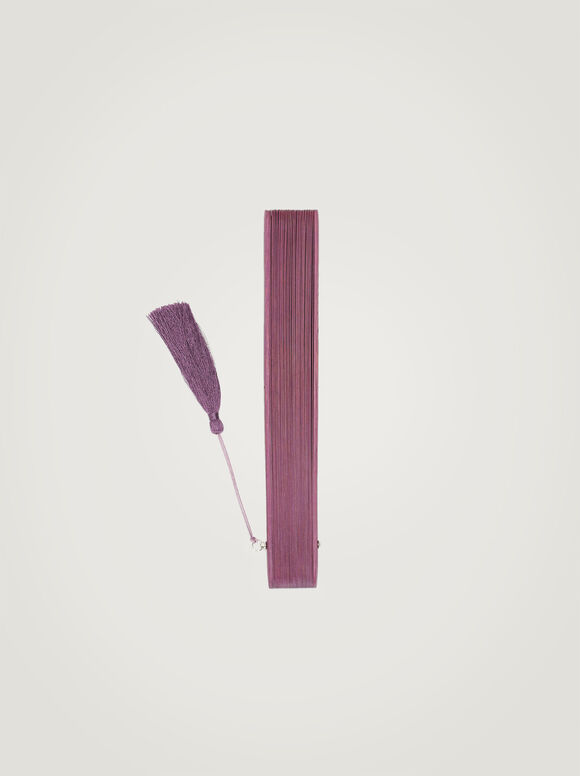 Leque perfurado com borla - Violeta