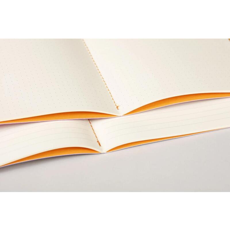 Rhodiarama piqûre textile A5 64p ligné papier ivoire 90g - Lilas