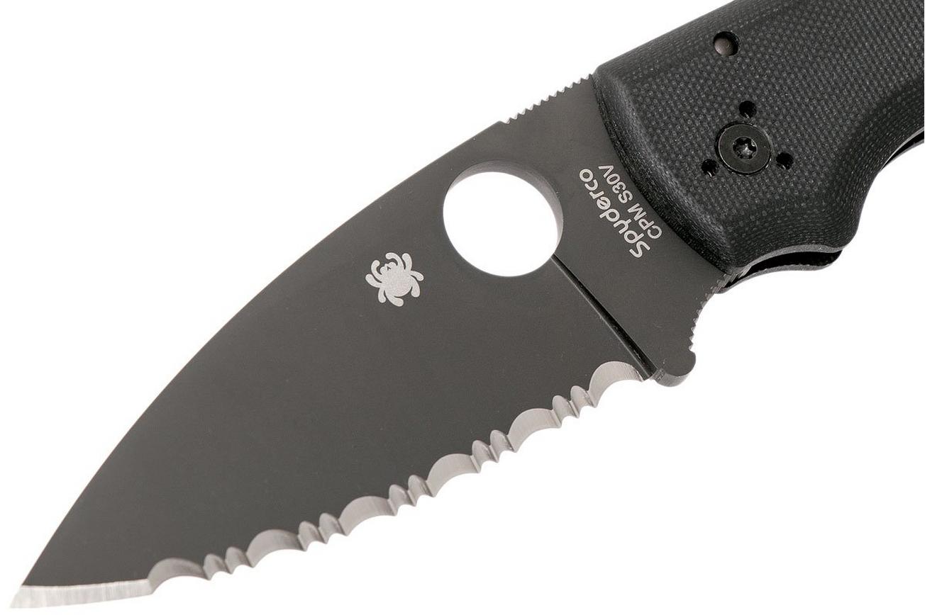 Spyderco Shaman C229GSBK Serrated zakmes, Sal Glesser design