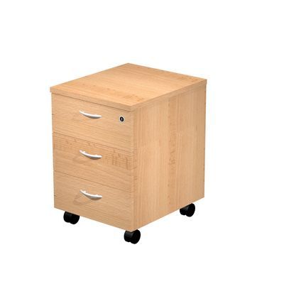 Caisson mobile Trend - L43xP52xH59,5 cm - 3 tiroirs avec serrure - imitation hêtre