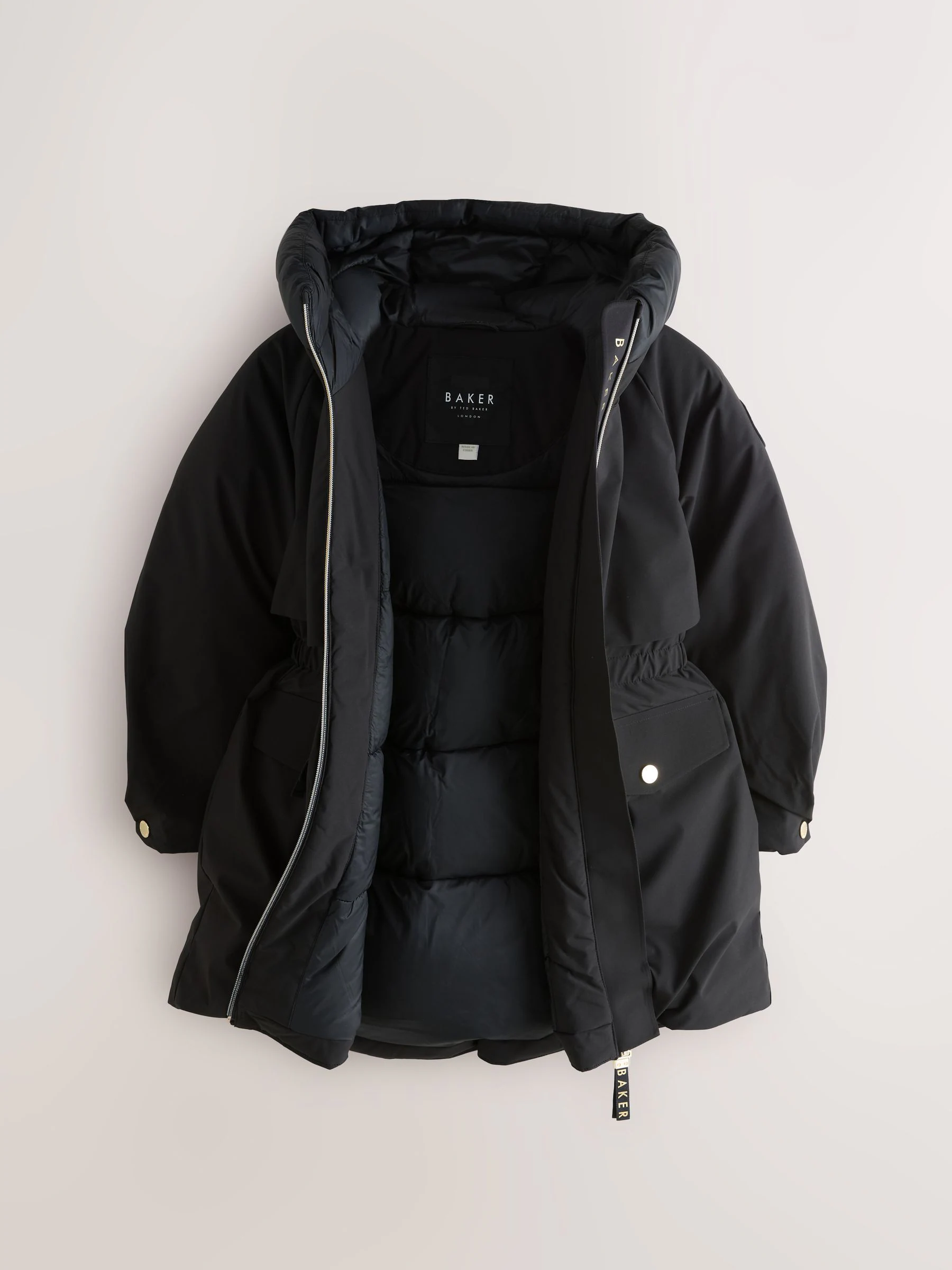 Baker by Ted Baker - Regenbestendige zwarte parka met rok