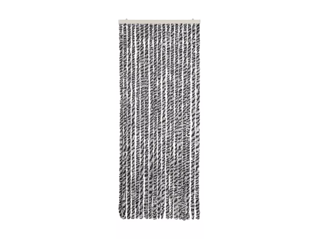 Rideau anti-mouches gris et noir et blanc 56x185 cm chenille