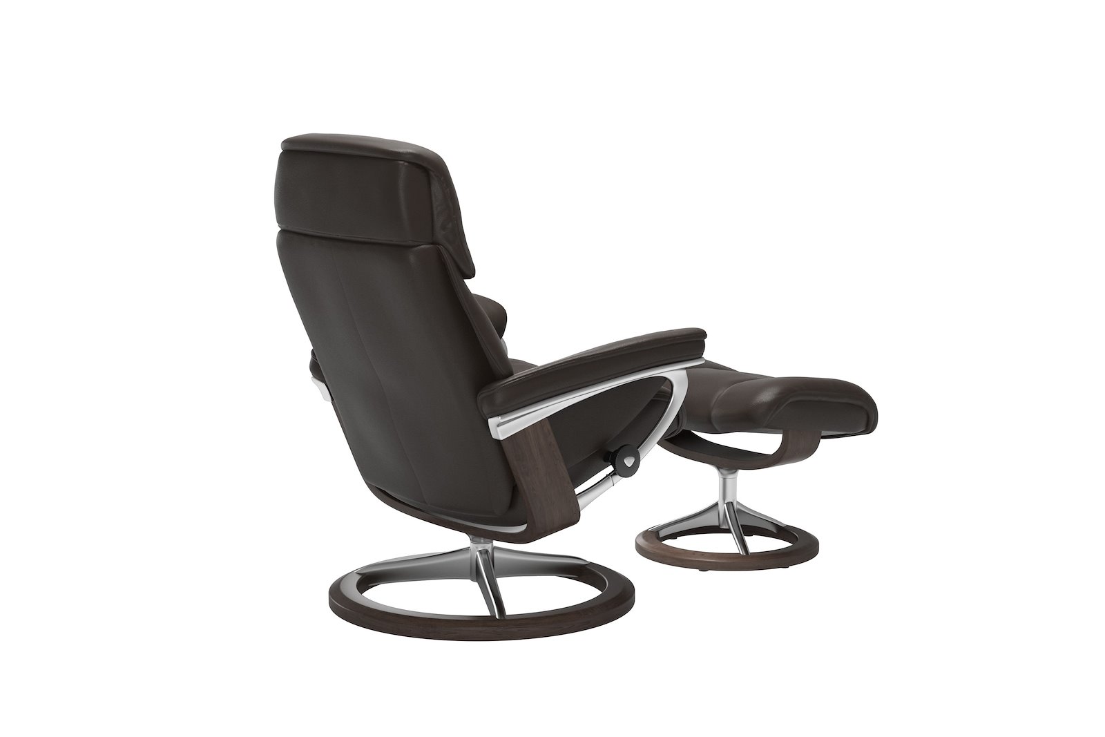 Ruby lenestol med krakk Hud Noblesse Dark Brown -  Signature Chrome  - Wengebeiset