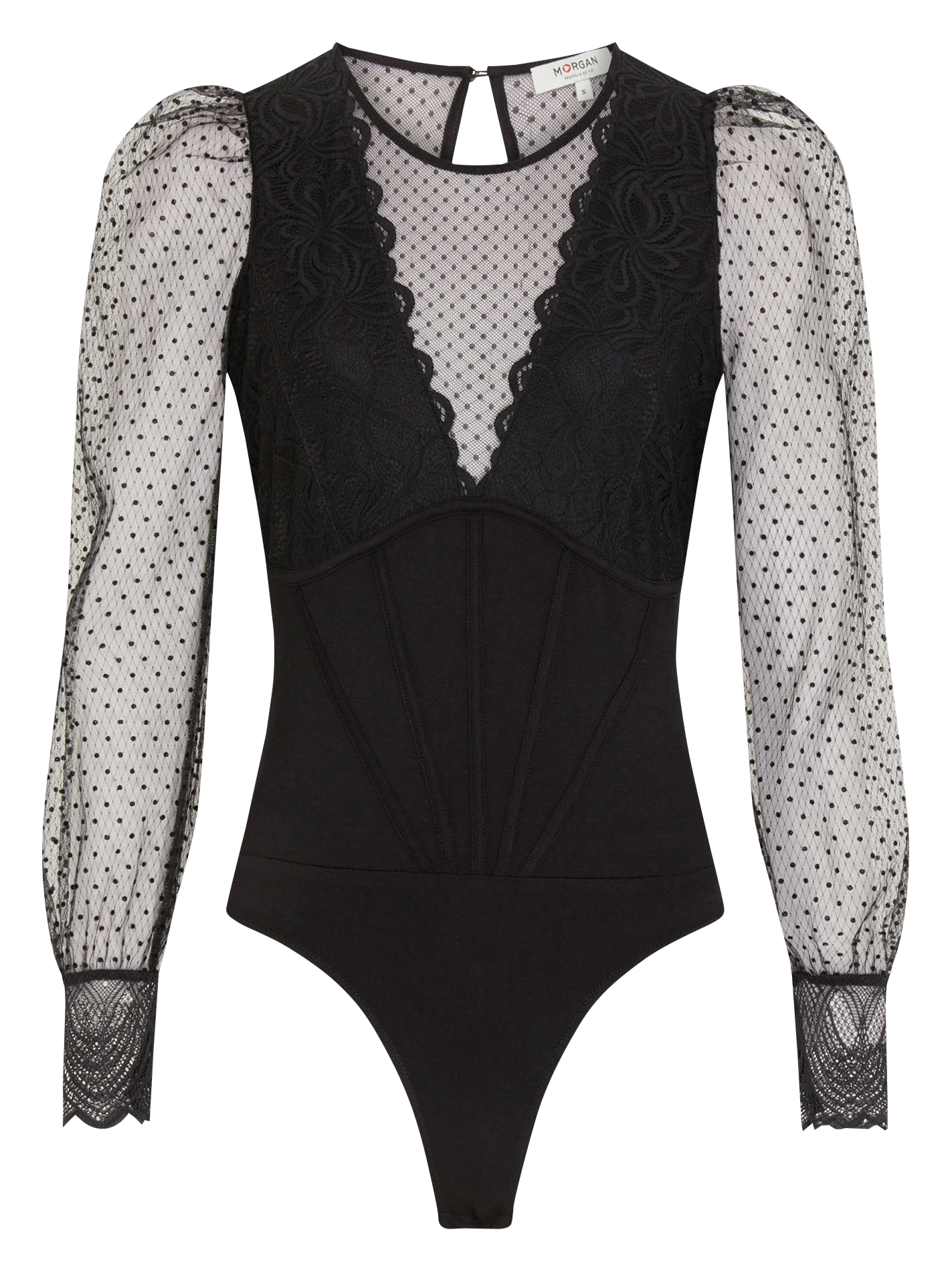 TALIO - Body encolure ronde en dentelle | Noir