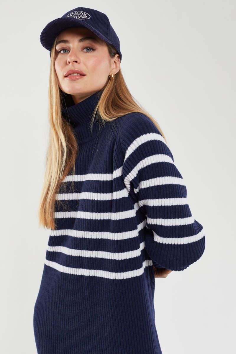 Robe pull rayée - laine