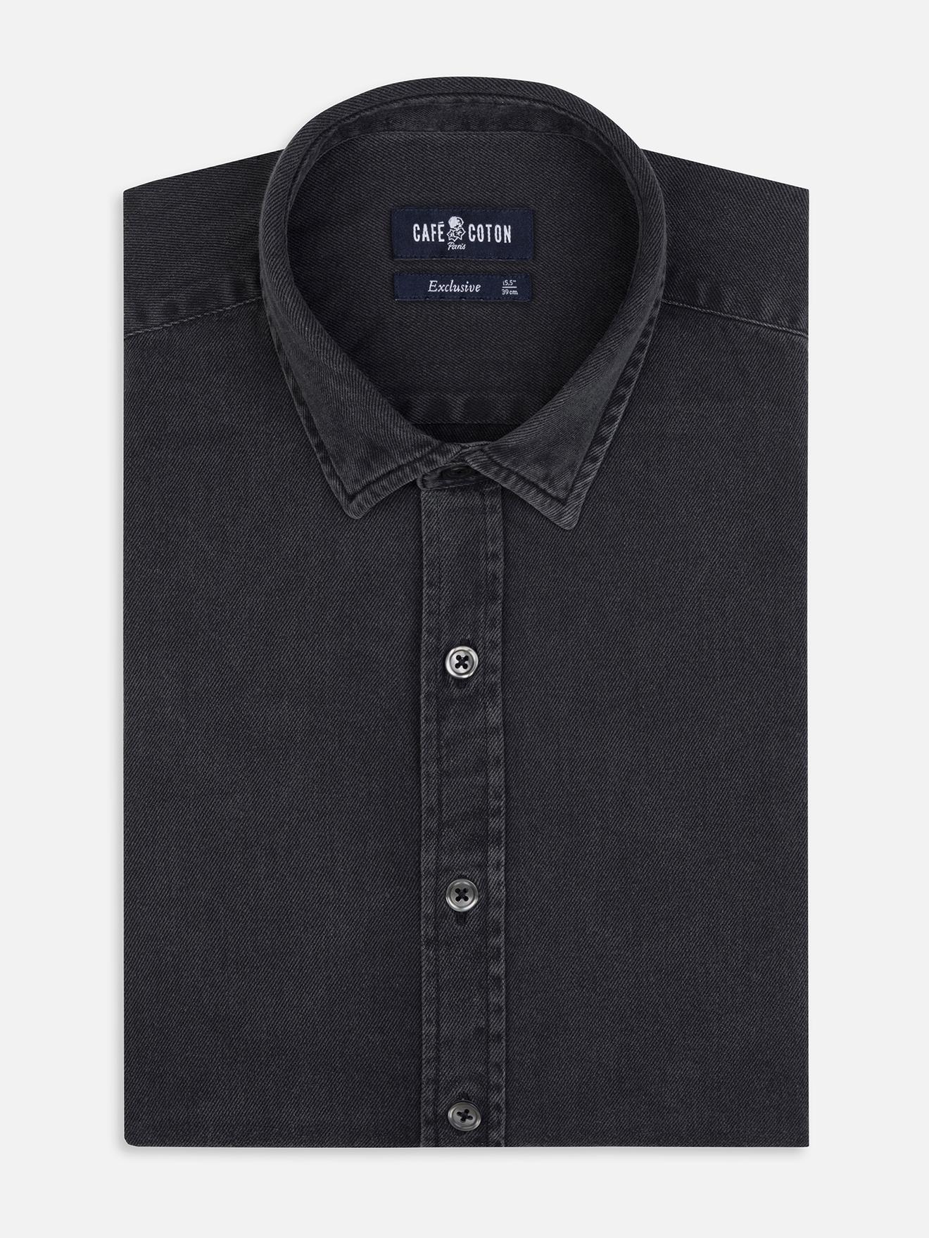 Chemise cintrée Gustav en denim carbone