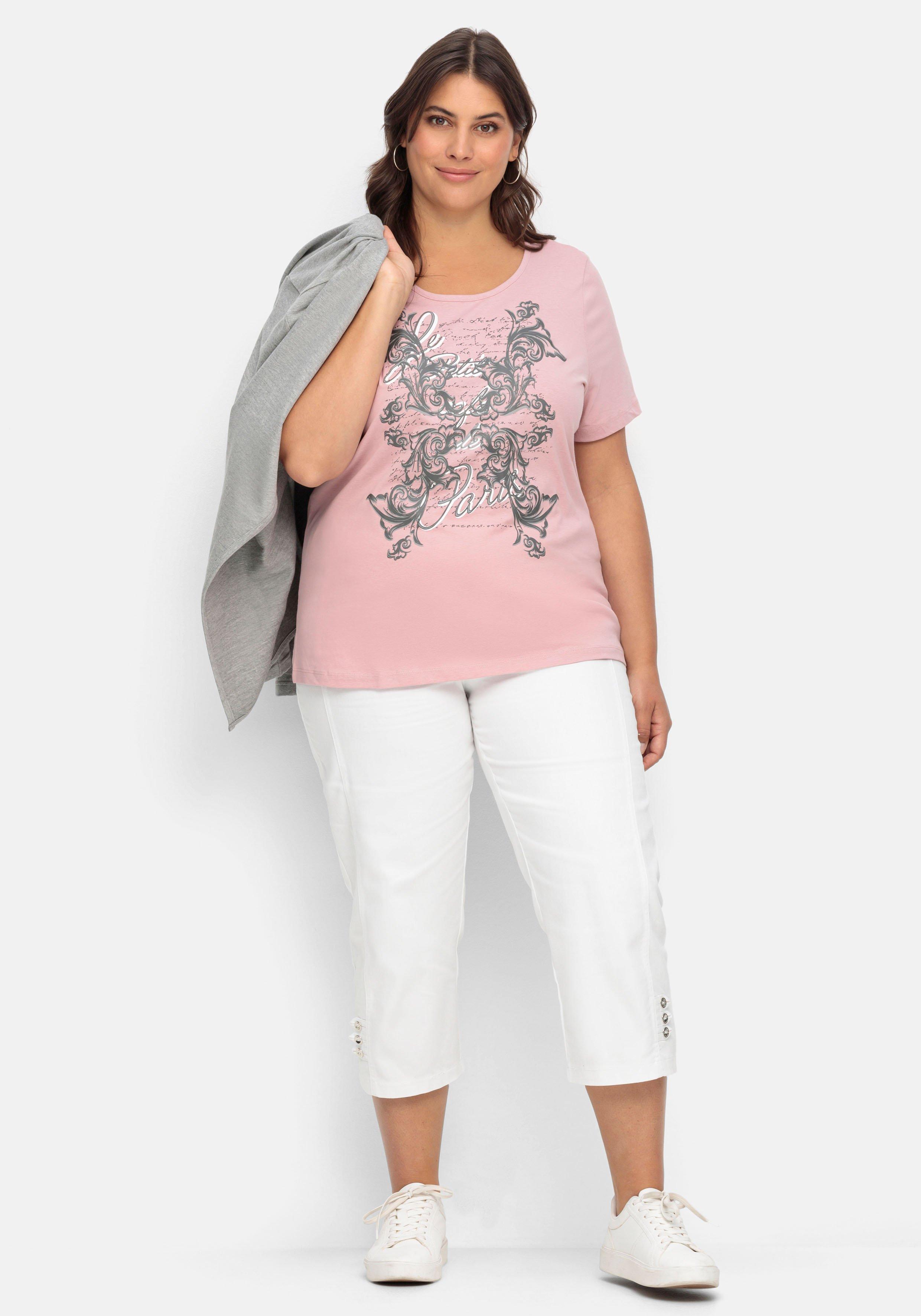 Jerseyshirt mit Frontprint und kurzem Ärmel