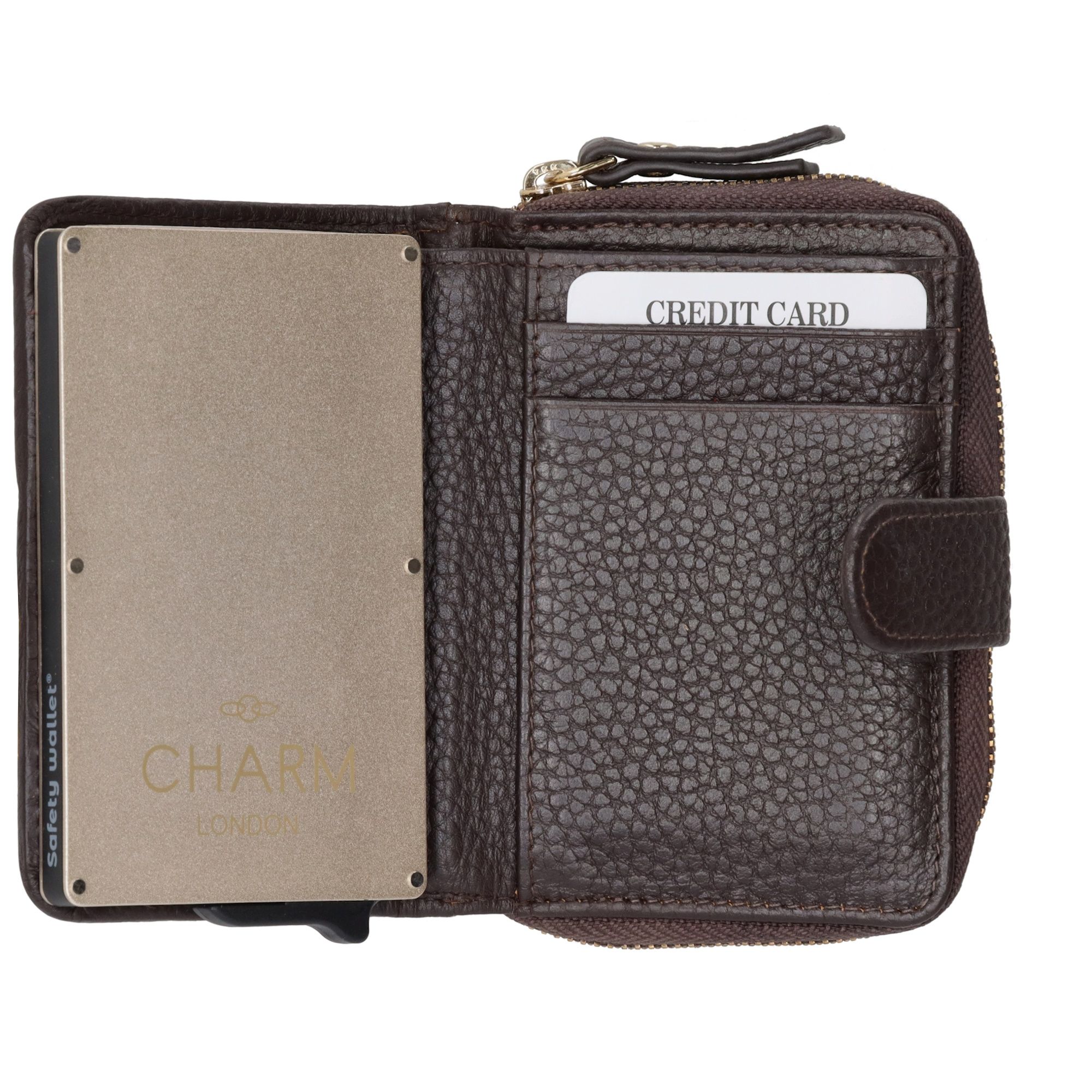 Charm London Washington Creditcard Etui Rits Donkerbruin