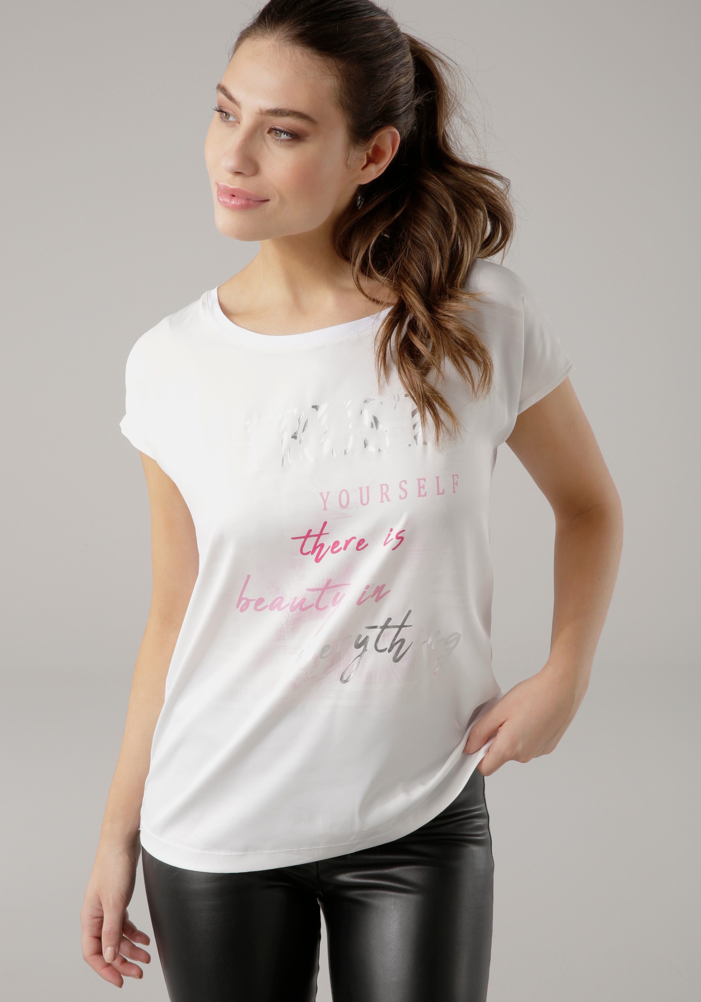 Laura Scott Shirtbluse , aus Satin mit dezentem Aufdruck