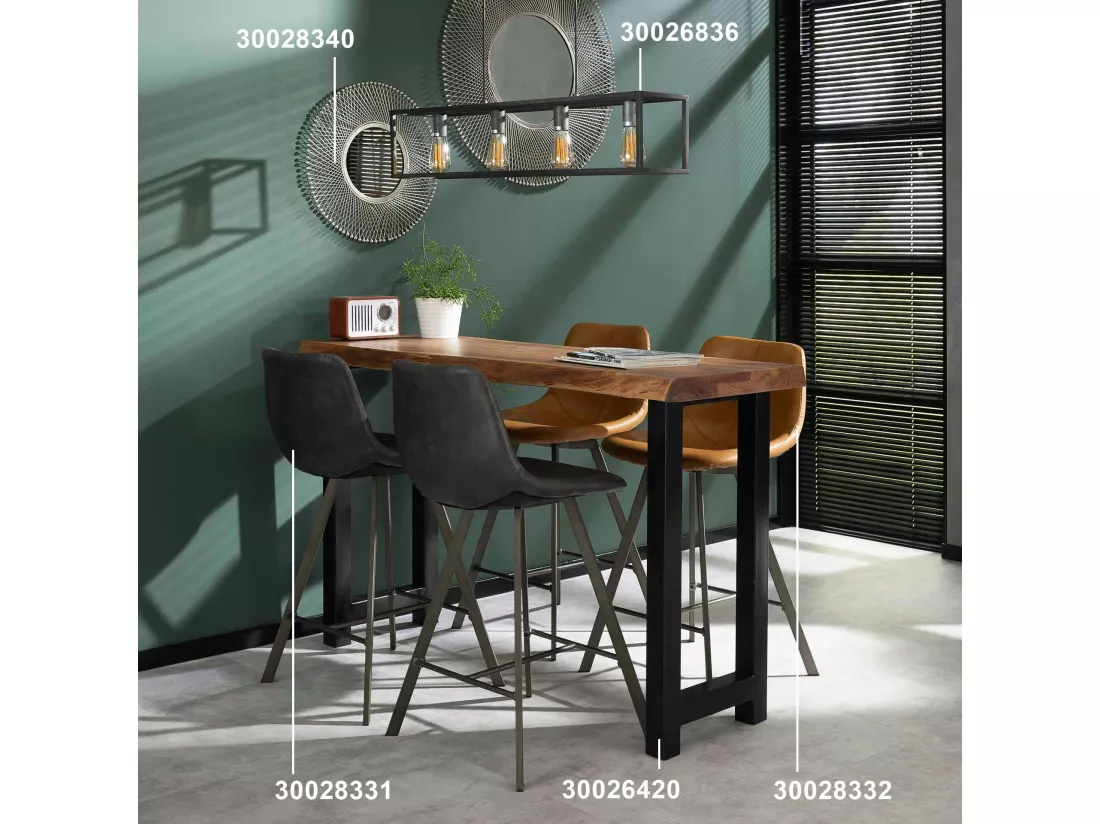 Chaise de bar camel coutures apparentes pieds étoile HELSINKI