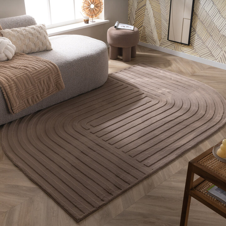 Organisch Vloerkleed - Flowy Arch Taupe | Wasbaar
