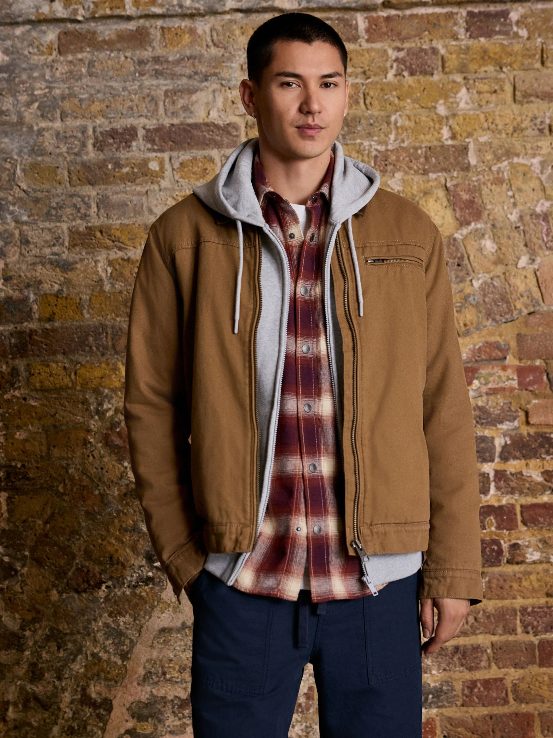 Lichtbruin - Canvas Borg Lined Jacket