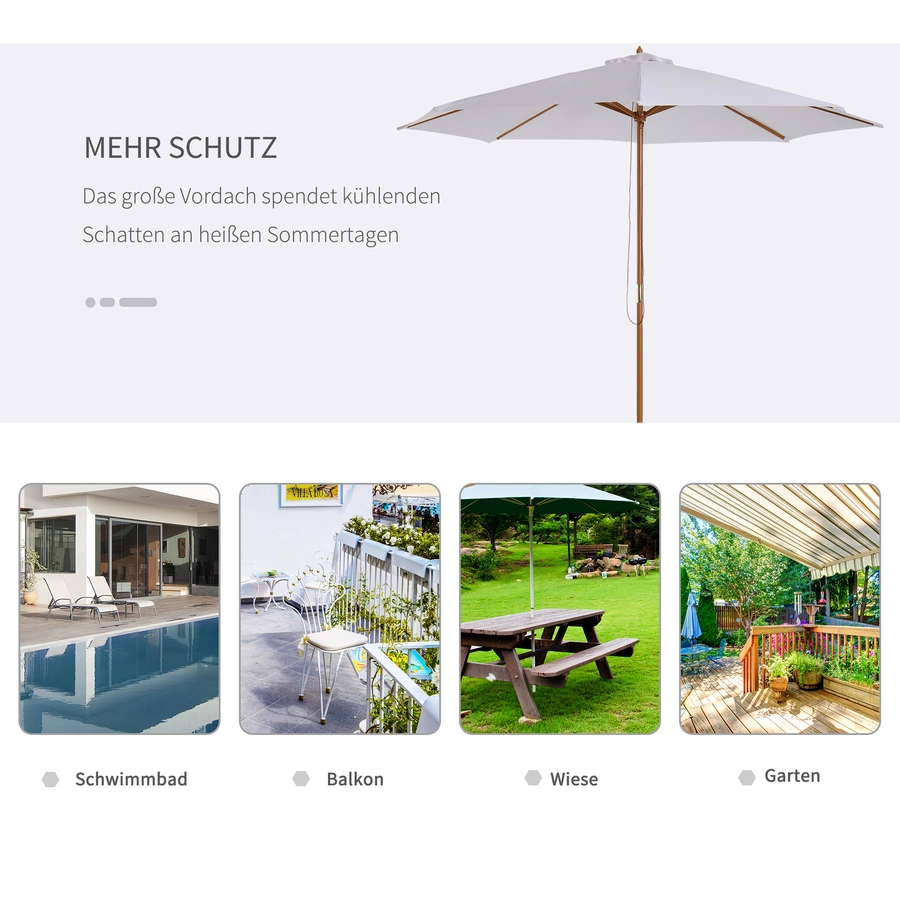 Outsunny Sonnenschirm dreifach höhenverstellbar weiß