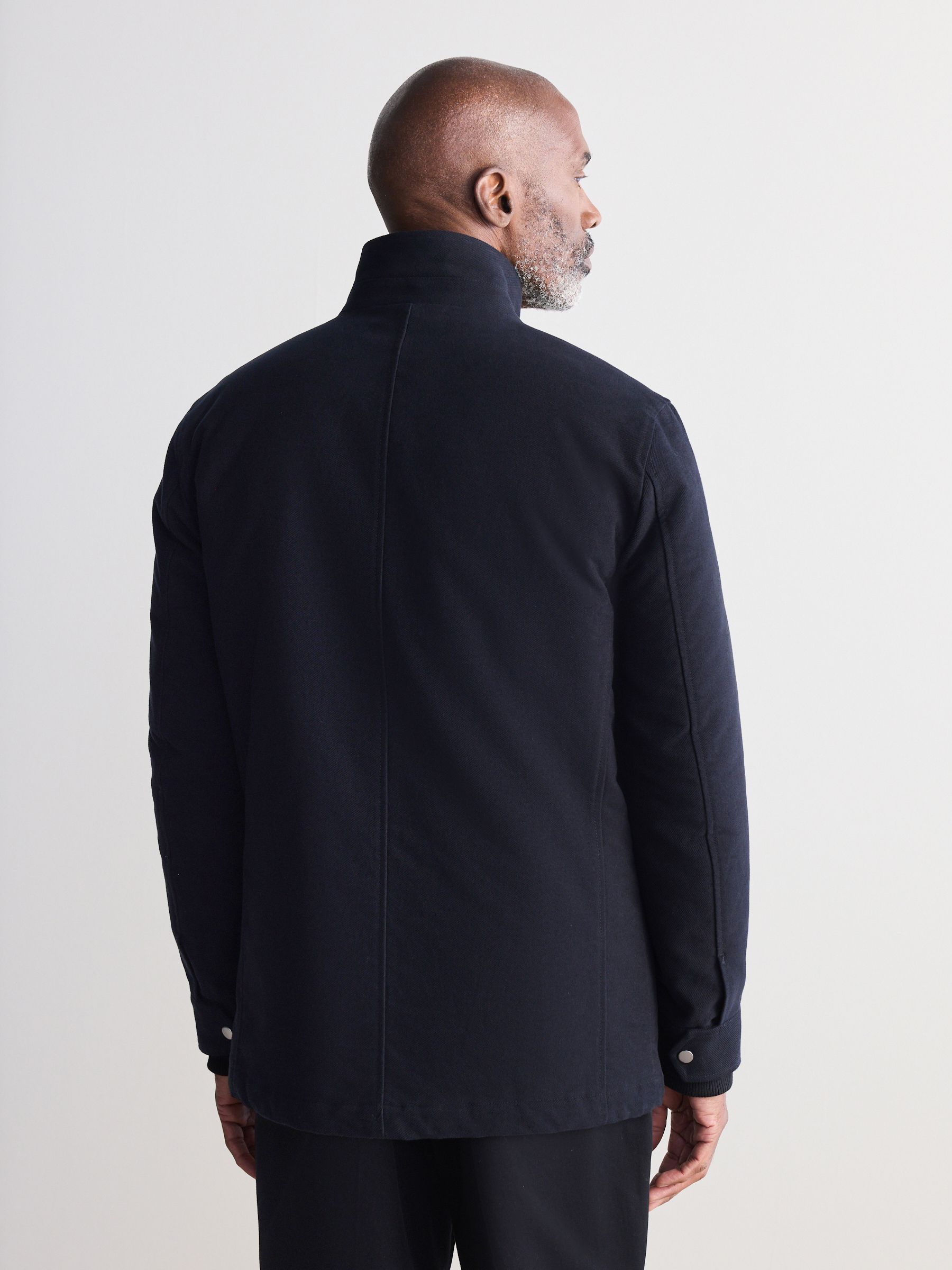 Donkerblauw - Signature Twill Moleskin gewatteerde jas met vier zakken