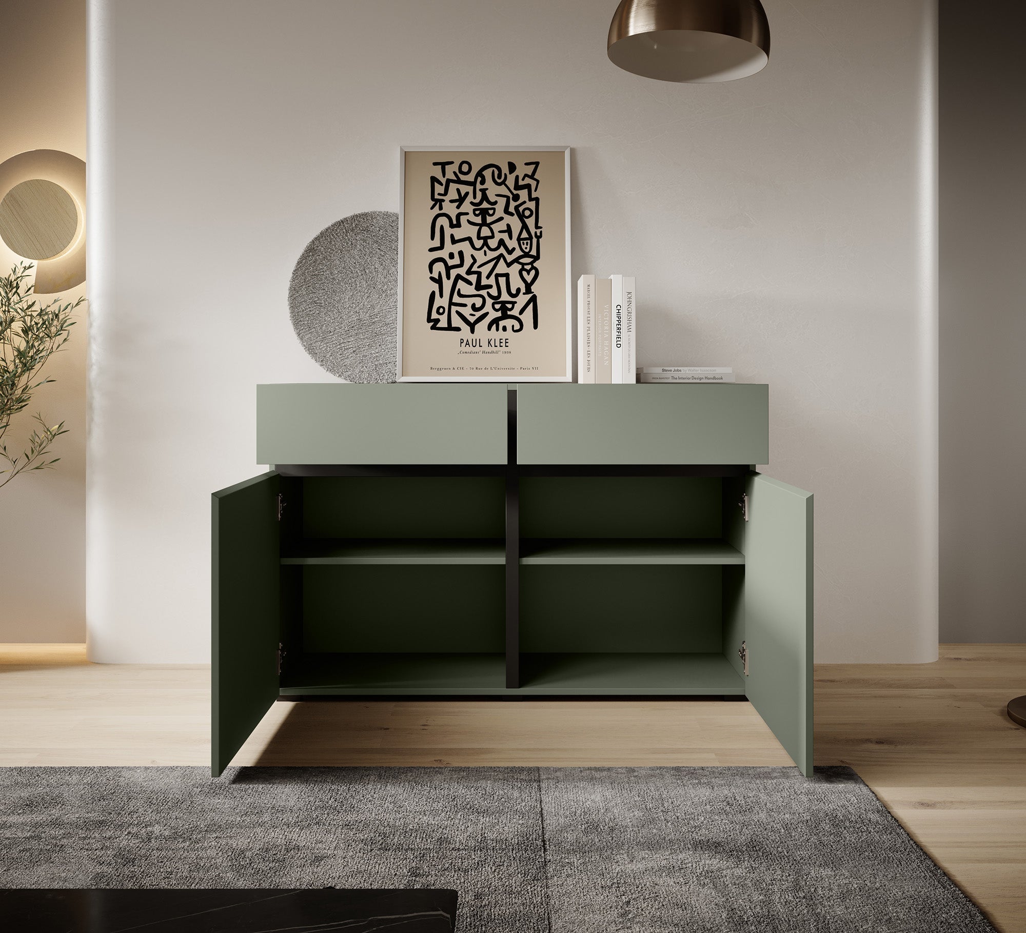 Meubella - Dressoir Cainan - Groen - 119 cm