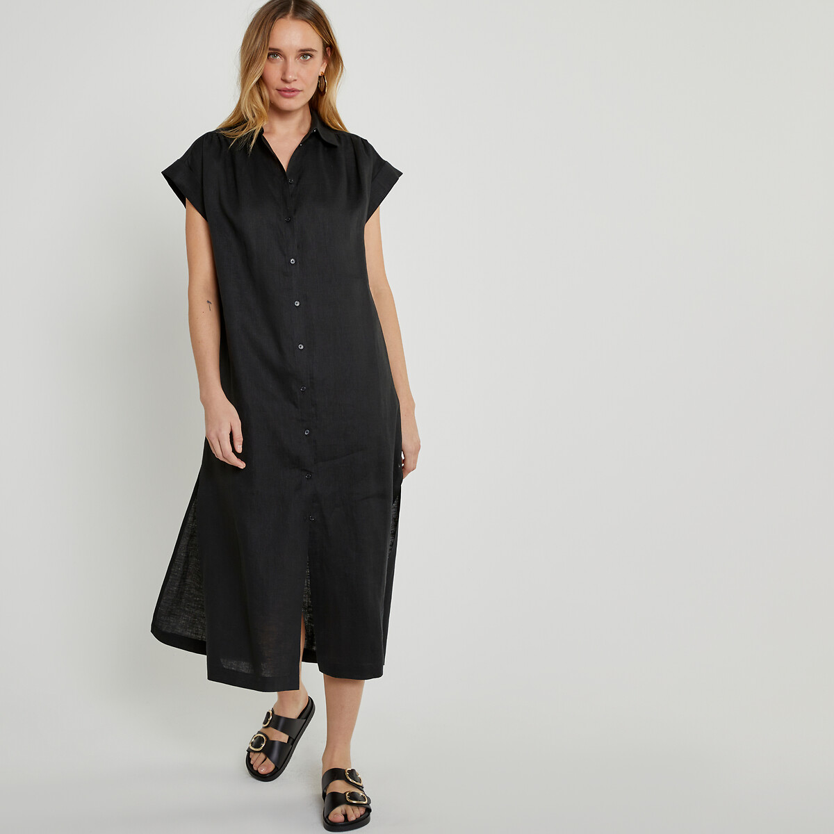 COLEÇÕES LA REDOUTE<br>Mules de couro com fivela dupla, modelo Signature SALOME