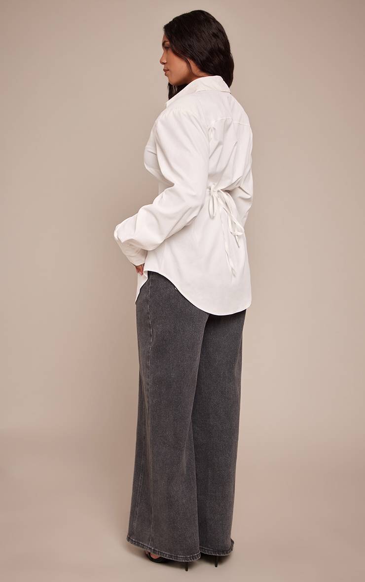 Charbon Jean Large Taille Haute En Denim Stretch Avec Boutons Ajustables Shape