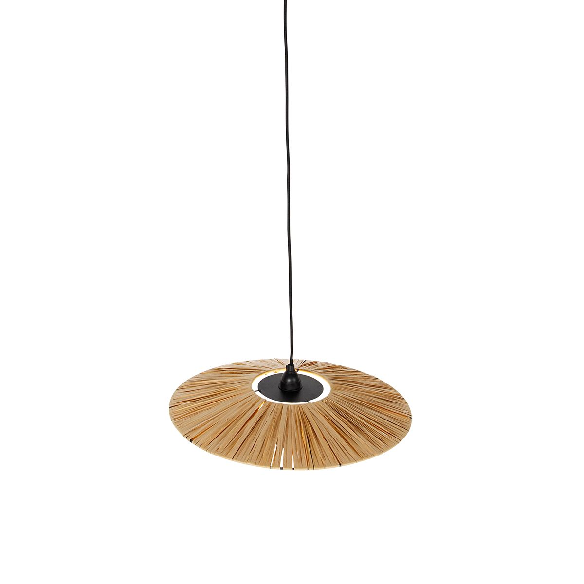 Landelijke hanglamp zwart met touw 45 cm - Leia