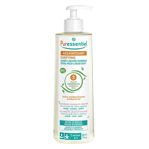 Sabonete Líquido Higienizante Puressentiel com 3 Óleos Essenciais Orgânicos 500ml