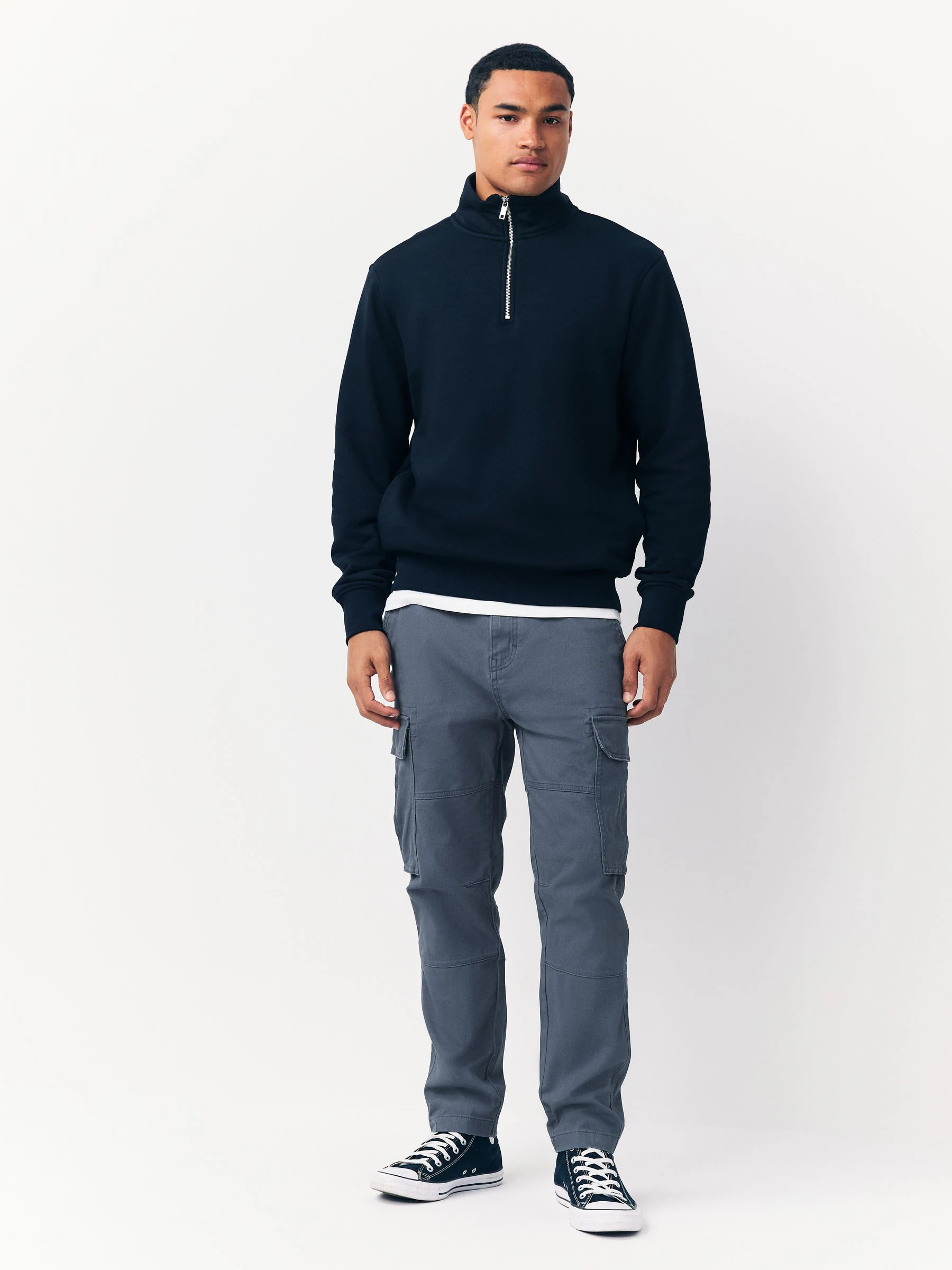 Blauw - Slim Fit - Katoenen cargostretchbroek