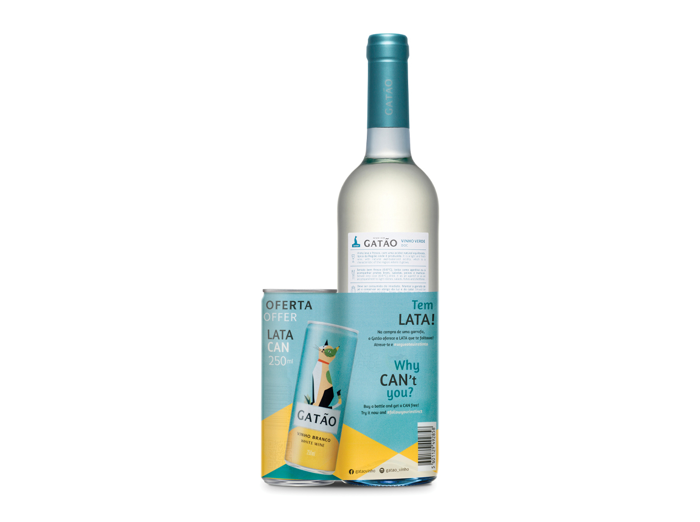 VINHO BRANCO GATÃO VINHOS VERDES 0.75L OFERTA LATA