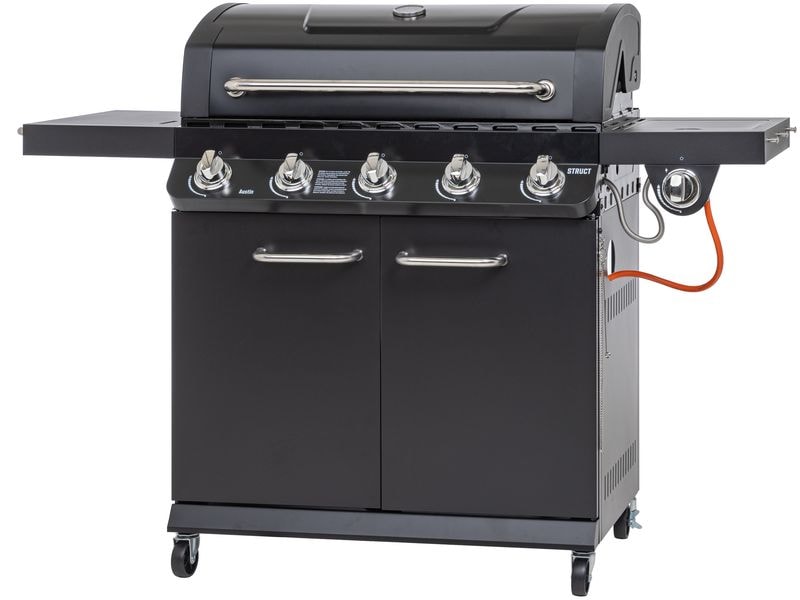 STRUCT Gasgrill Austin 5B Mobiler Gasgrill mit 5 Brennern und einer Seitenkochstelle